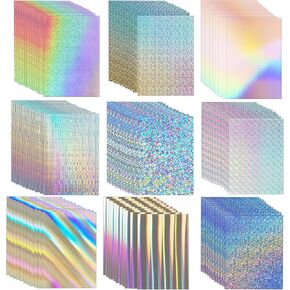 100 Sheets Holographic Cardstock 8.5 x 11, 250gsm/92lb Metallic Cardstock Glitter Shiny Iridescent Mirror Paper Thick Card Stock Paper for Crafts, Card Making, Party Decoration, Scrapbook Supplies