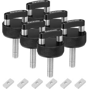6PCS Red Hard Top Quick Removal Fastener Thumb Screws with Nut Plates Compatible with 2007-2022 Jeep Wrangler JK/JKU/JL/JLU Gladiator JT