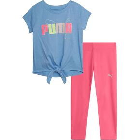PUMA Toddler Girls' Legging Set - 2 Piece Short Sleeve T-Shirt and Active Performance Leggings for Toddler Girls (18M-5T)