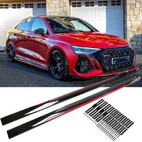 2PCS Universal Car Side Skirts, 86.6" Side Skirts Extension Splitter Lip, Car Rocker Panels Side Skirt Body Kit, Compatible with Honda Civic Toyota Corolla Nissan Altima VW Chevrolet Camaro
