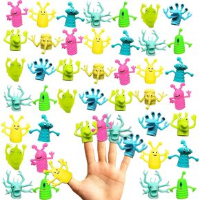 40PCS Finger Puppets,Cute Monster Puppet,Soft Rubber Finger Toys of Monster and Little Devil Pattern Finger Doll Toys Stretchy Fidget Toy for Party Favors Role Playing,Halloween Christmas Day Gifts