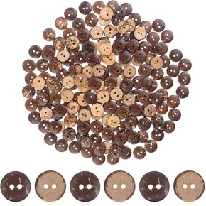 200pcs 1/2 Inch Brown Wooden Shirt Buttons, Natural Coconut Shell Buttons Sewing Buttons 2 Hole Buttons for Crafts Sewing, Shirt, Clothing Replacement, Buttons Crochet Projects Crafts Decoration