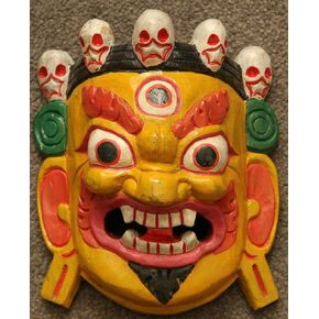 QT S Bhairab Wooden Wall Deco Mask Hand Crafted God Shiva Mahakala Kaal Bhairab Buddhism Mask for Home Decoration Wall Hanging Lord Mahakal Bhairab Wooden Wall Sculptor Mask Handmade in Nepal