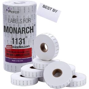 Perco Best by Labels for Monarch 1131 Price Gun - 8 Rolls, 20,000 Marking Labels