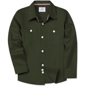 SANGTREE Boys & Mens Long Sleeve Button Down Shirts Solid Dress Shirts with Two Pockets