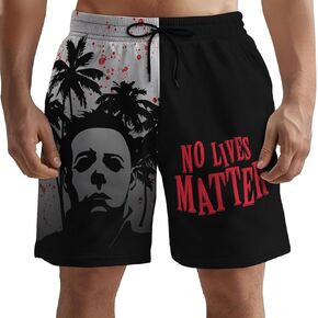 Men's Swim Trunks with Horror Print Quick Dry Swimsuits Beach Shorts with Pockets Summer Gifts