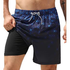 APTRO Men's Swim Trunks 2 in 1 Bathing Suit 5.5" Beach Swimwear with Compression Liner