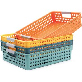 4A Paper Tray Organizer,4 Pack Paper Tray Durable Desk Storage Bins,Stackable School Supply Holder, Student Paper, Office Organizer & Teacher's Document Sorter (13.58"L x 10.23"W x 3.34"H) (Mixed 2) in Kuwait