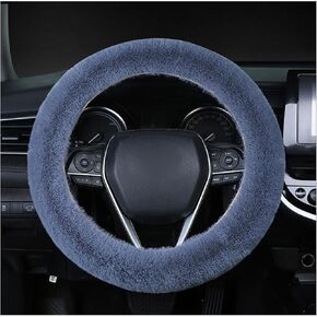 Ziciner Car Fuzzy Steering Wheel Cover, 15 inch Soft Wool Fur Steering Wheel Protector, Fluffy Car Wheel Covers for Winter Warm, Car Interior Decoration Accessories for Women Men (Pink)