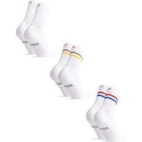 DANISH ENDURANCE Crew Socks for Women & Men, Performance Tennis Socks, Cushioned Athletic Socks, 3 or 6 Pairs