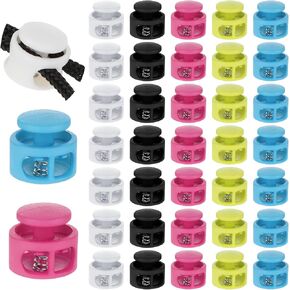 35 Pcs Plastic Spring Cord Locks for Drawstring Double Hole Cord Lock for Drawstring Elastic Shoeslace Stopper Spring Stoppers for No Tie Shoelaces Drawstring Backpack Craft Supplies (5 Colors) in Saudi Arabia