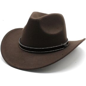 Western Cowboy Hat Felt Roll Up Cowgirl Hats Shapeable Outdoor Wide Brim Buckle Belt Hat for Men Women
