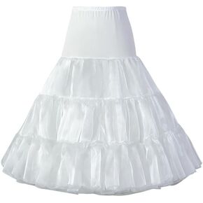 Petticoat Crinoline Hoopless Skirt Tutu Half Slips for Dresses Underskirt wedding dress adjustable length 19.7-25.6 inch