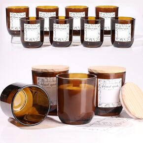 LETINE 12PCS 8oz Amber Glass Candle Jars with Lids - Premium Candle Making Kit, Airtight Candle Vessels with Lids for Crafts, Storage & Gifts, Ideal for Wedding Favors, DIY Candle Business & Home Use in Saudi Arabia