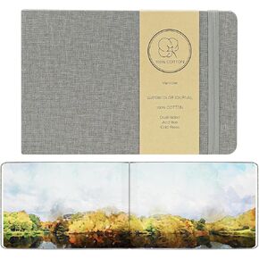 Vienrose Watercolor Sketchbook, 5.5"x5.5" Watercolor Journal with 24 Sheets 140 LB (300 GSM) Cotton Watercolor Paper, Grey Linen Cover Water Coloring Sketch Book As Travel Notebook