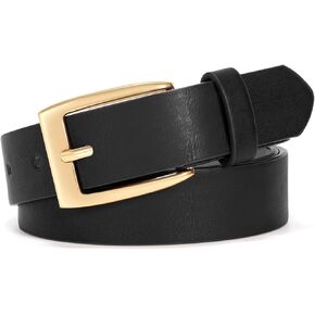 SUOSDEY Women Vintage Leather Belt for Jeans Dresses Pants Fashion Ladies Waist Belts with Gold Buckle