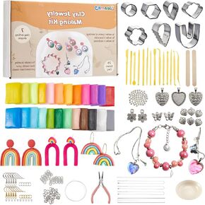 مجموعة صنع أطباق المجوهرات من جليمكيد - مجموعة أدوات صناعة أطباق المجوهرات DIY للفتيات، مجموعة أدوات فنية من الطين، طقم صنع أقراط من الطين، اصنع فنون أوعية المجوهرات الخاصة بك من الطين، مجموعة الحرف اليدوية هدية للأطفال من سن 8 إلى 14 عامًا