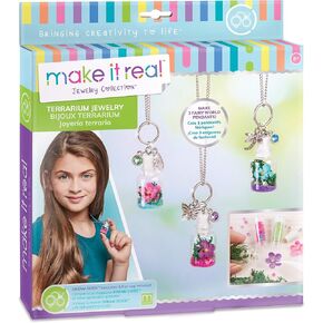 Make It Real – DIY Terrarium Jewelry. Terrarium Bottle Pendant Making Kit for Girls. Arts and Crafts Kit to Design and Create Beautiful Terrarium Pendants with Flowers, Gems, and Charms
