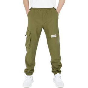 CAMLAKEE Boys' Cargo Joggers Pants Kids Elastic Waist Water Resistant Youth Outdoor Hiking Pants