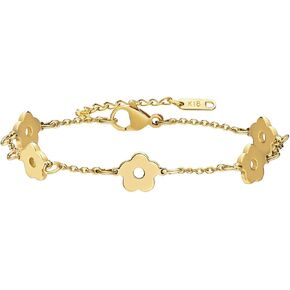 18K Gold Plated Waterproof Bracelet CharmLink Chain Flower Bracelets for WomenTrendy Bangle