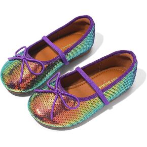 Girls Dress Shoes Mary Jane Princess Elastic Strap Glitter Party Flats