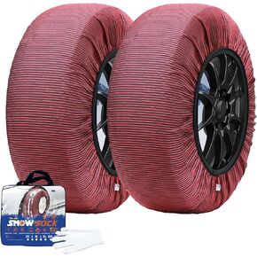KANIYA Snow socks for tires EN 16662-1 Approved snow socks for car Snow chains Pack of 2 Washable Quick assembly (L)