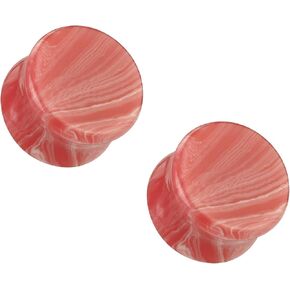 Pierced Owl Red Lace Synthetic Stone Double Flared Plugs, Sold as a Pair