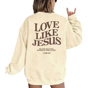 MAOGUYUN Christian Sweatshirt Women Jesus Faith Letter Print Casual Pullover Fall Winter Long Sleeve Crewneck Sweatshirt Tops