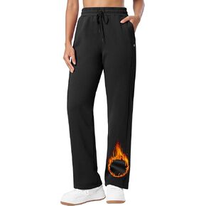 Willit Womens Fleece Lined Sweatpants Cotton Straight Leg Sweat Pants Winter Running Casual Yoga Lounge Workout Pockets in Kuwait