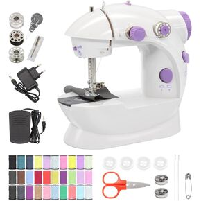 Mini Sewing Machine for Beginner, Dual Speed Portable Sewing Machine, Small Household Electric Portable Sewing Tool with Sewing Kit for Adults Kids DIY Crafts