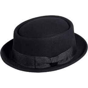 Women's Pork Pie Hat Black Porkpie Hats Wool Breaking Bad Hat Felt Fedora Hats Bowler Hat for Men/Women Church Derby Cap…
