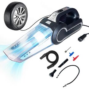 4-in-1 Portable Car Vacuum Cleaner Tire Inflator Tire Pressure Display LED Light Vacuum Cleaner… in Kuwait