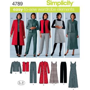 Simplicity Easy-to-Sew 4789 Plus Size Pants, Vest, Jacket and Jumper Sewing Pattern for Women by In K Design, Sizes BB (20W -28W)