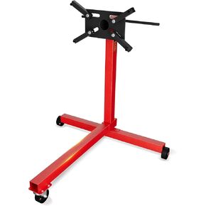 Engine Stand, 1250lbs (5/8 Ton) Capacity Heavy-Duty Steel Engine Motor Stand with 360-degree Rotating Head, 4 Casters, 4 Adjustable Arms, for Vehicle Maintenance, Auto Repair, Red