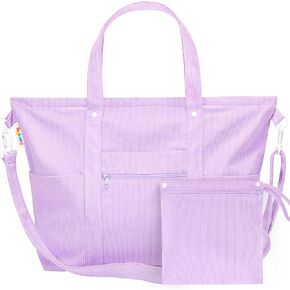 Tagitary Tote Bag for Women Travel Essentials, Purple Large Crossbody Bags with Zipper 8 Pockets Purse Organizer Storage Carry on Luggage, Beach Nurse Gym Bag Corduroy Duffle Teacher Birthday Gifts