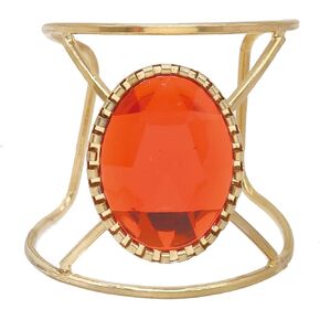 Exaggerated Hollow Flower Wide Opening Cuff Bangle Adjustable Bohemian Shiny Crystal Statement Bracelet Fashion Jewelry for Women Gold Silver Plated (Red Crysatl)
