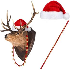 5.25 ft Christmas Sleigh Bells Horse Brass Sleigh Bells Multi Purpose Jingle Bells with Christmas Hat for Horses Costume Accessories Xmas Reindeer Decorations Parade Shows Door Season Decor