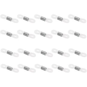 10Pairs Anti-Skid Gel Eyewear Retainers Eyeglasses Sunglasses Cord Holder Reading Glass Chain Connector Ends with Metal Coil Glasses Fixed Buckle DIY Beads Linking Accessories(White)