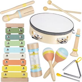 Montessori Toys for 1+ Year Old, Musical Instruments for Toddlers 1-3, Toddler Musical Instruments, 1 2 Year Old Girl Birthday Gifts, Neutral Colors Modern Boho Percussion Instruments for Toddlers 3+
