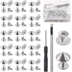 Keadic 10X4.7MM Cone Spikes and Studs with Installation Tools, 4 Colors Metal Bullet Spikes Screw Back Punk Spike in Kuwait
