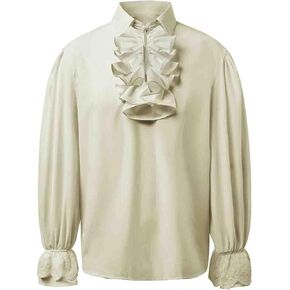 Mens Pirate Shirt Vampire Renaissance Medieval Victorian Steampunk Halloween Poet Ruffled Shirt Costume Tops