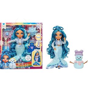 Rainbow High Winter Wonderland Skyler - Blue 11" Fashion Doll with Magic Snow Hidden in Fashion That Puffs Up with Water, and Snowman Kit, Great Gift for Kids 4-12 Years Old