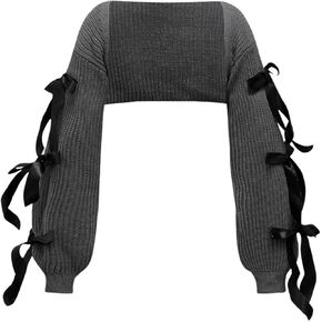 MakeMeChic Women's Plus Size Bolero Shrug Long Sleeve Open Front Bow Knot Cropped Shrug Sweaters Cardigans