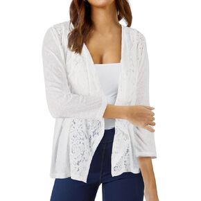 Women’s Summer 3/4 Sleeve Lace Crochet Shrug Casual Tops Sheer Cover Up