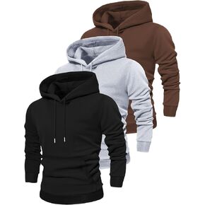 3-Pack Men's Spring And Autumn Thin Long-Sleeved Pocket Hooded Sweatshirts Casual Sports Tops