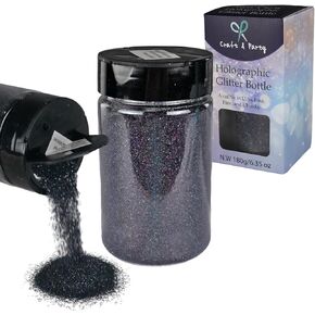 Craft And Party, Holographic Glitter, 6.35oz Silver Glitter, Holographic Fine Glitter, Glitter Powder for Craft, Hair, Nail and Body.