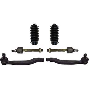 PartsW - 6 Pc Front Steering Kit Tie Rod Ends w/Rack & Pinion Bellow Boots Set