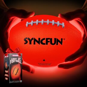 SYNCFUN يتوهج في الظلام لكرة القدم للأولاد، كرة القدم المضيئة لألعاب كرة القدم الليلية، كرة حمراء متوهجة، هدايا إكسسوارات كرة القدم للأولاد المراهقين الذين تتراوح أعمارهم بين 3 سنوات فما فوق