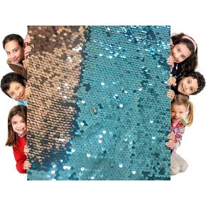 Sensory Wall Sequin Flip Fabric for Kids,Reversible Mermaid Fabric, 0.2" Large Sequins Sensory Materials Fidget Play Items for Toddlers,Tactile Stimulation(Half yd (18"*49"), Mermaid Magic White)