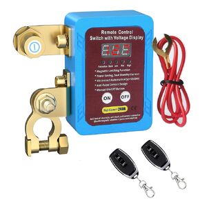 Kill Switch for Car, 12V 240A Remote Battery Disconnect Switch with Led Voltage Display, Automatic Power Shut Off Switch Anti Theft for Auto RV, ATV, Truck Boat